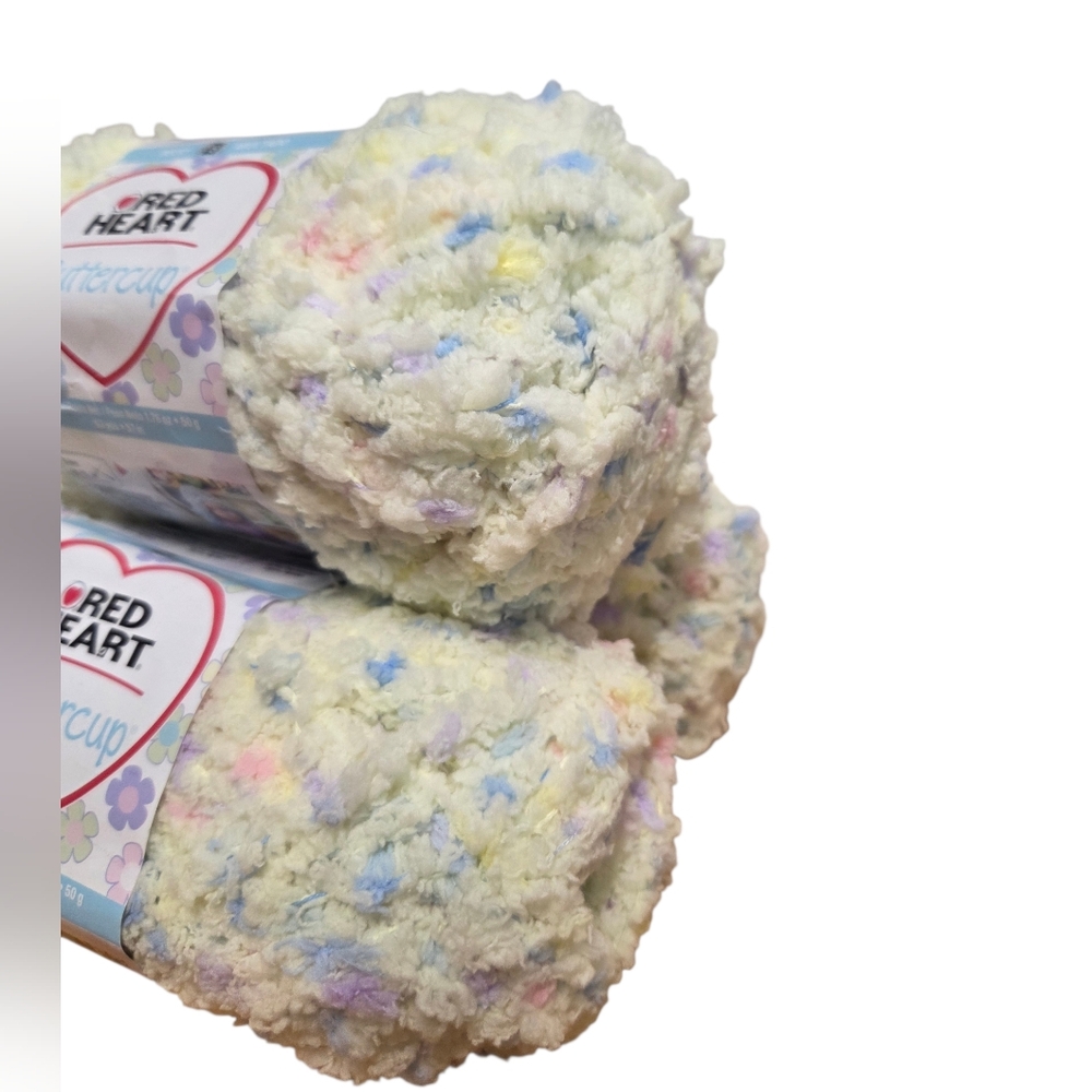 Red Heart Buttercup DISCONTINUED Light Yellow Multi - Lot Of 3 Skeins New - Picture 3 of 9